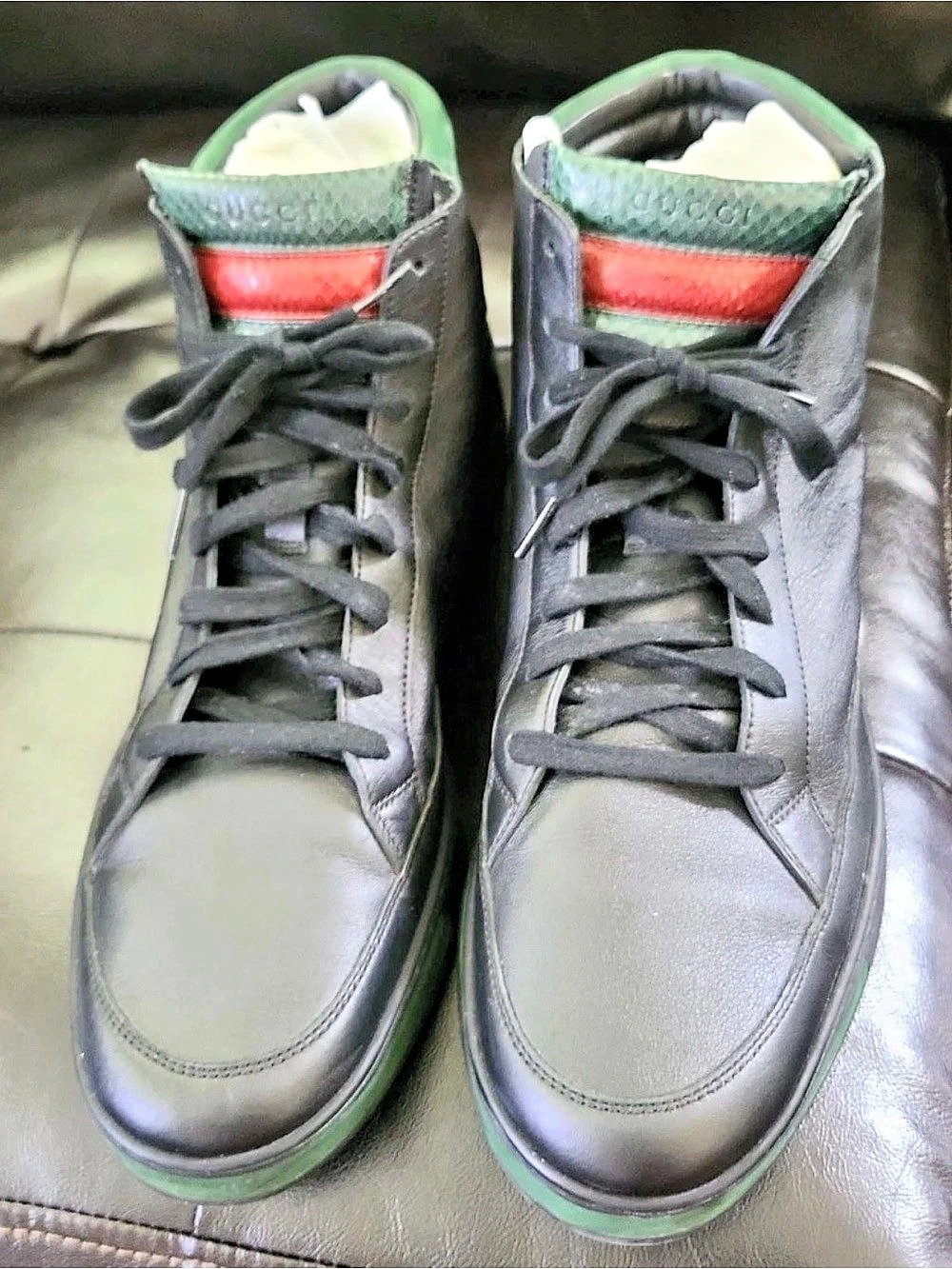 Gucci Contrast Combo High 'Dark Green' Black & Green High-Top Sneakers